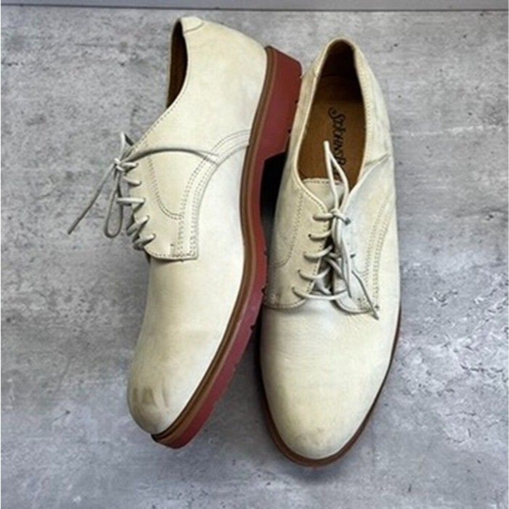 St. John's Bay Comfort Lace Up Off-White Leather Oxford Shoes Mens Size 11M